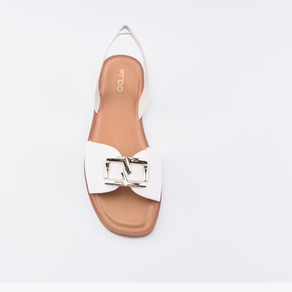 ALDO Women's White Sandals with Gold Accent Size US 11 - Picture 3 of 7